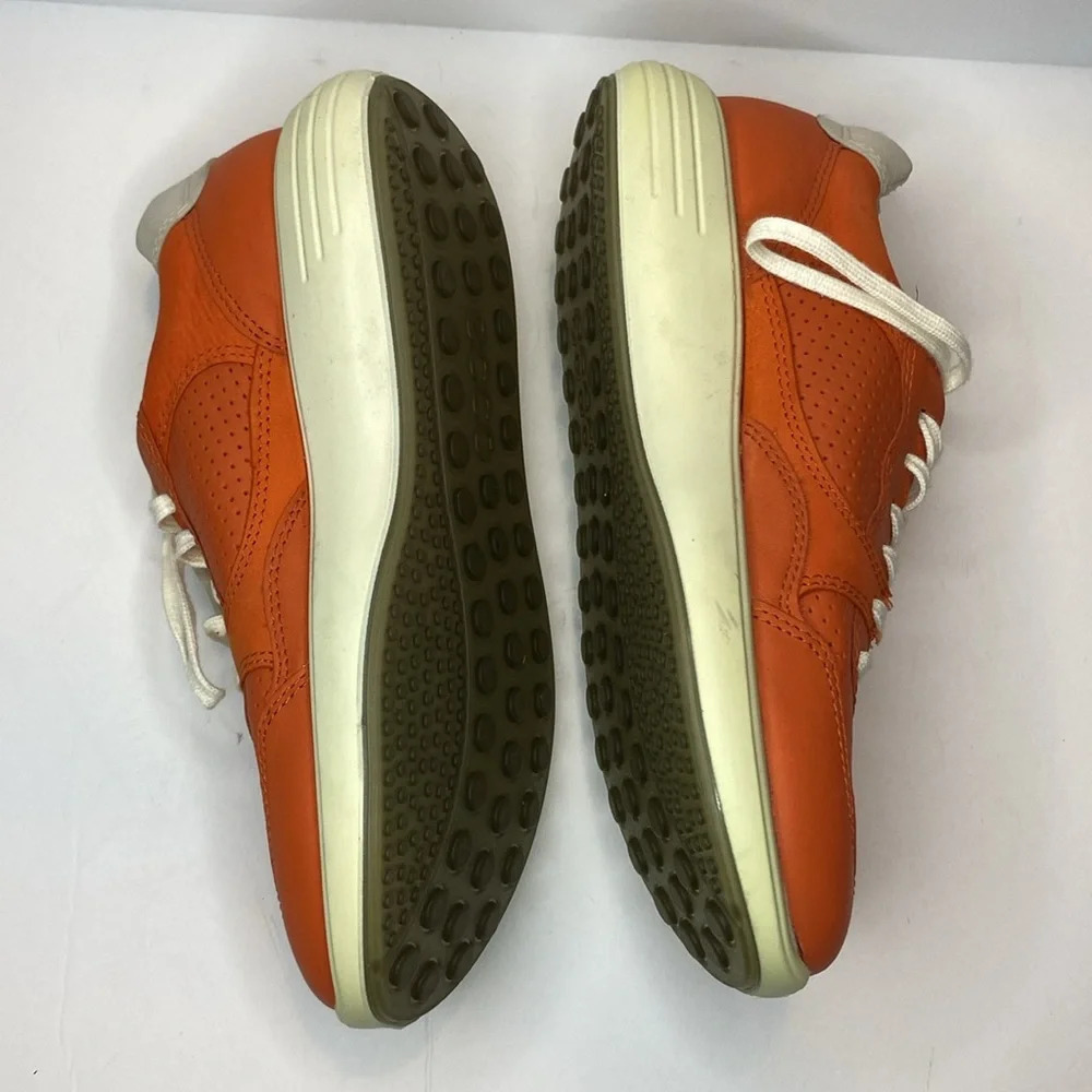 NWOT Ecco Orange Leather Soft 7 Lace Up Sneaker - Picture 7 of 13